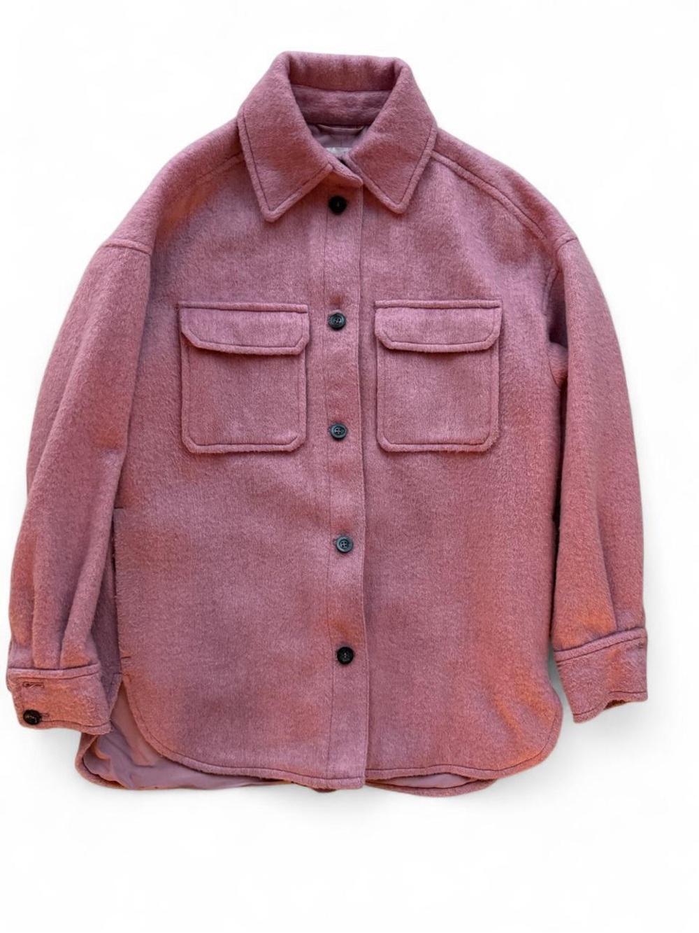 H&M Rose Pink Wool-Blend Utility Shacket